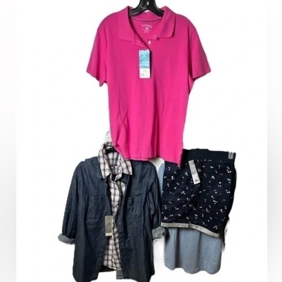 Floral comfy shorts,sz 16 W, blue,elastic stretchy waist,pockets,casual,coastal - Picture 16 of 16